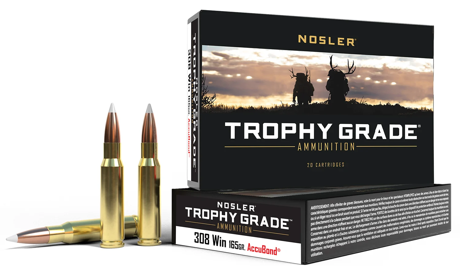 Nosler 60049 Trophy Grade 308Win 165gr Nosler AccuBond 20 Per Box/10 Case