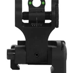 Troy Ind SSIGFBSRTBT00 Tritium Rear Folding BattleSight Round Black Hardcoat Anodized for AR-15