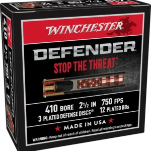 Winchester Ammo S410PDX1 PDX1 Defender  410Gauge 2.50" 3Defense Discs 12BBs Shot 10 Per Box/10 Case