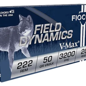 Fiocchi 222HVA Field Dynamics  222Rem 50gr Hornady V Max 20 Per Box/10 Case
