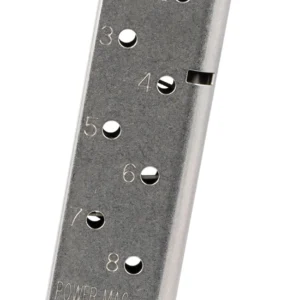 CMC Products 12131 Power Mag Plus 8rd 45 ACP Fits 1911 Government Stainless Steel w/ Black Base Pad