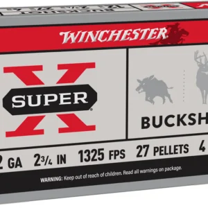 Winchester Ammo XB124 Super X  12Gauge 2.75" 27Pellets 4Buck Shot 5 Per Box/50 Case