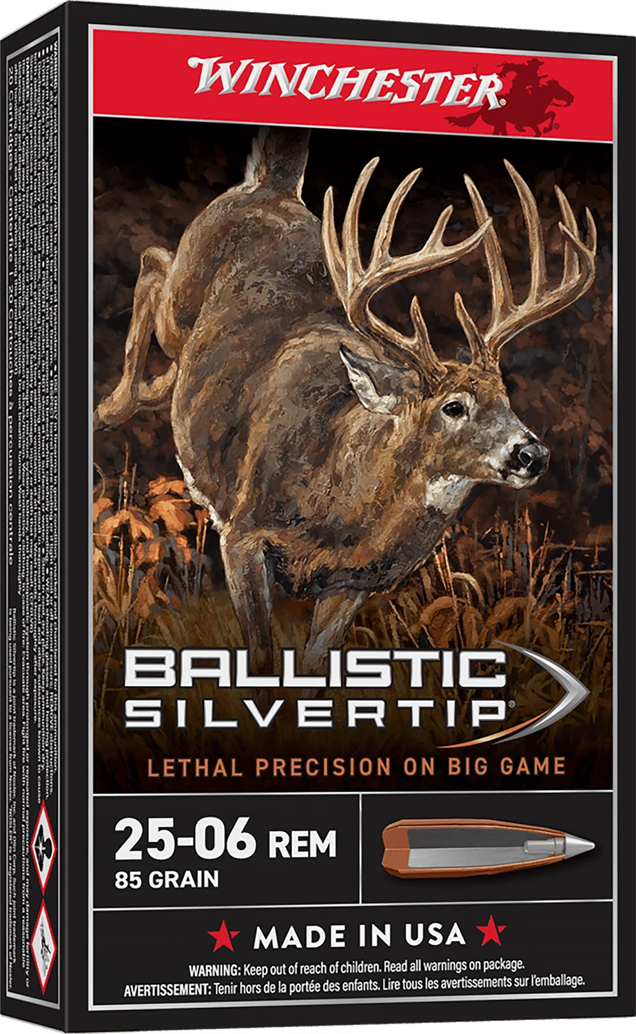 Winchester Ammo SBST2506A Ballistic Silvertip 25-06Rem 85gr Fragmenting Polymer Tip 20 Per Box/10 Case