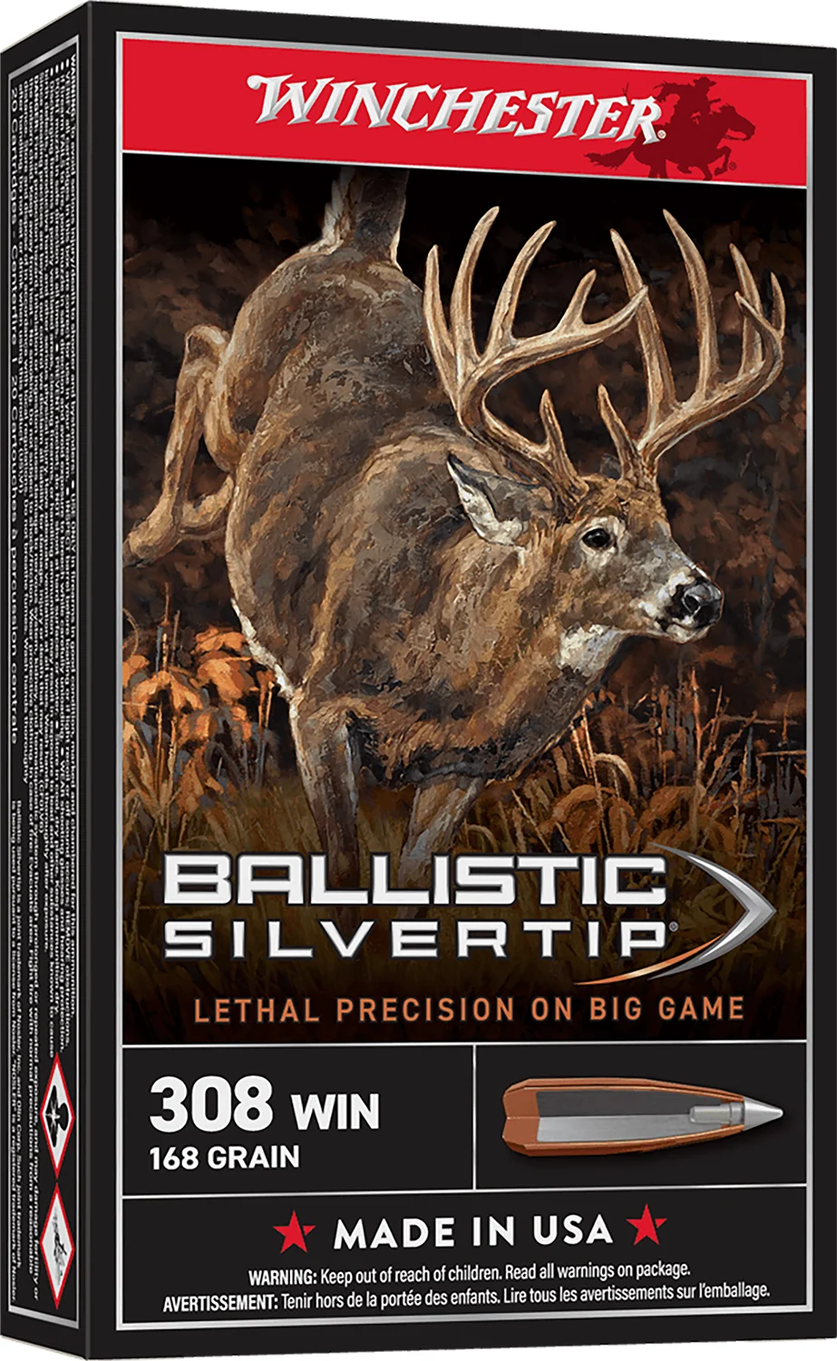 Winchester Ammo SBST308A Ballistic Silvertip 308Win 168gr Rapid Controlled Expansion Polymer Tip 20 Per Box/10 Case