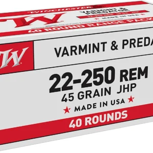 Winchester Ammo USA222502 USA  22-250Rem 45gr Jacketed Hollow Point 40 Per Box/10 Case