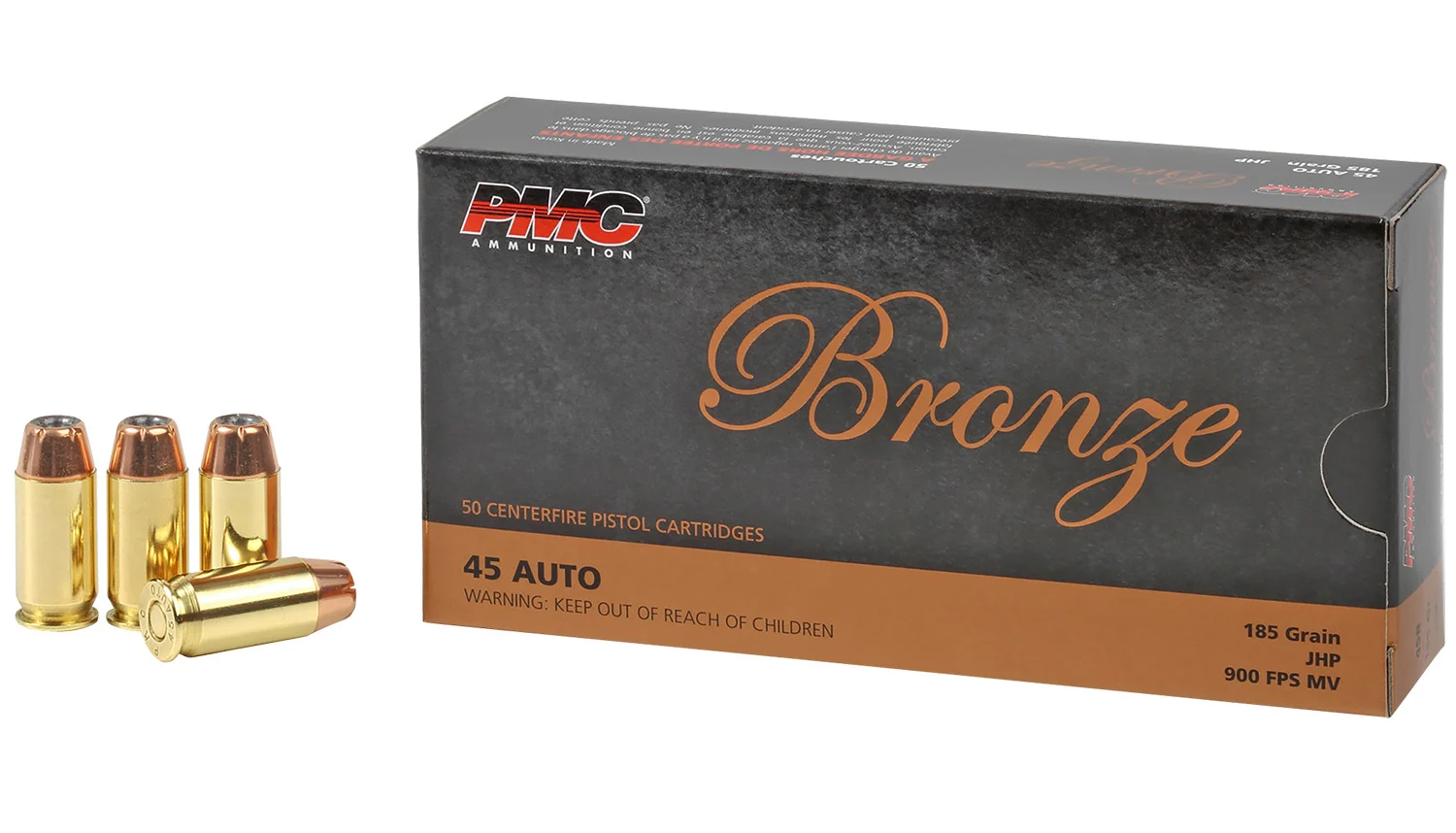 PMC 45B Bronze 45ACP 185gr Jacketed Hollow Point 50 Per Box/20 Case