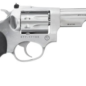 Ruger 5765 SP101 22 LR 8rd 4.20" Satin Stainless Steel Barrel, Cylinder & Frame, Black Rubber w/Wood Insert Grip, Transfer Bar Safety, Exposed Hammer