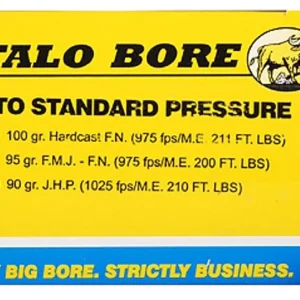 Buffalo Bore Ammunition 27G20 Standard Pressure Strictly Business 380ACP 90gr Jacket Hollow Point 20 Per Box/12 Case
