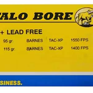 Buffalo Bore Ammunition 24G20 Buffalo-Barnes Strictly Business 9mmLuger +P+ 95gr Barnes TAC-XP Lead Free 20 Per Box/12 Case