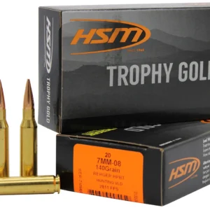 HSM 7MM08140VLD Trophy Gold Extended Range 7mm-08 Rem 140 gr Berger Hunting VLD Match 20 Per Box/ 25 Case