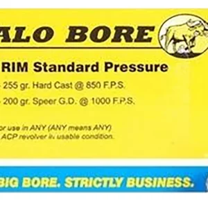 Buffalo Bore Ammunition 31A20 Standard Pressure Strictly Business 45Auto Rim 255gr Hard Cast Flat Nose 20 Per Box/12 Case