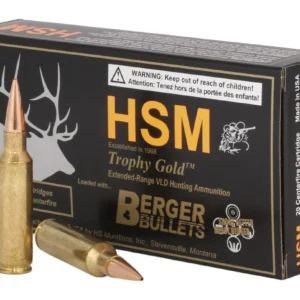 HSM 300WSM185VLD Trophy Gold Extended Range 300 WSM 185 gr Berger Hunting VLD Match 20 Per Box/ 25 Case