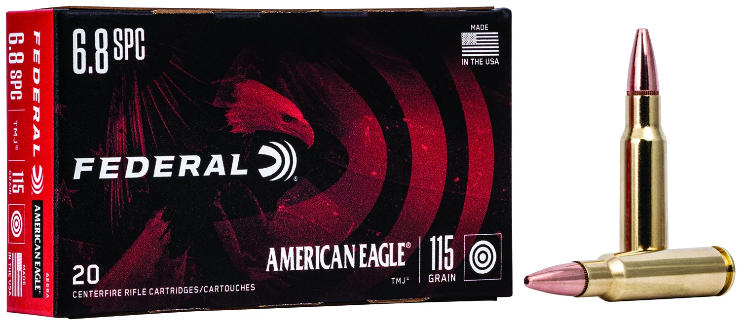Federal AE68A American Eagle Rifle 6.8mmRem SPC 115gr Total Metal Jacket 20 Per Box/10 Case