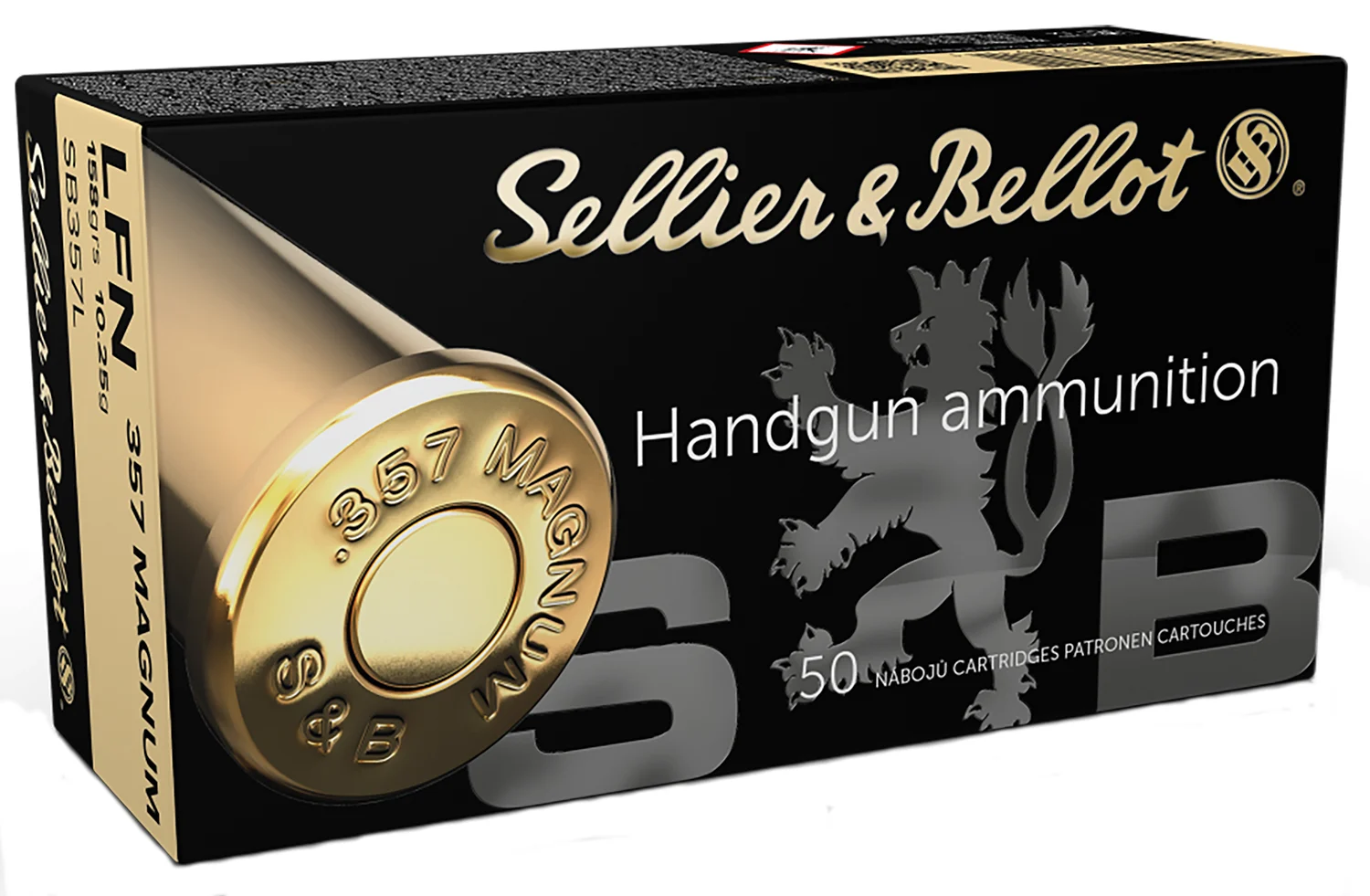 Sellier & Bellot SB357L Handgun 357Mag 158gr Lead Flat Nose 50 Per Box/20 Case