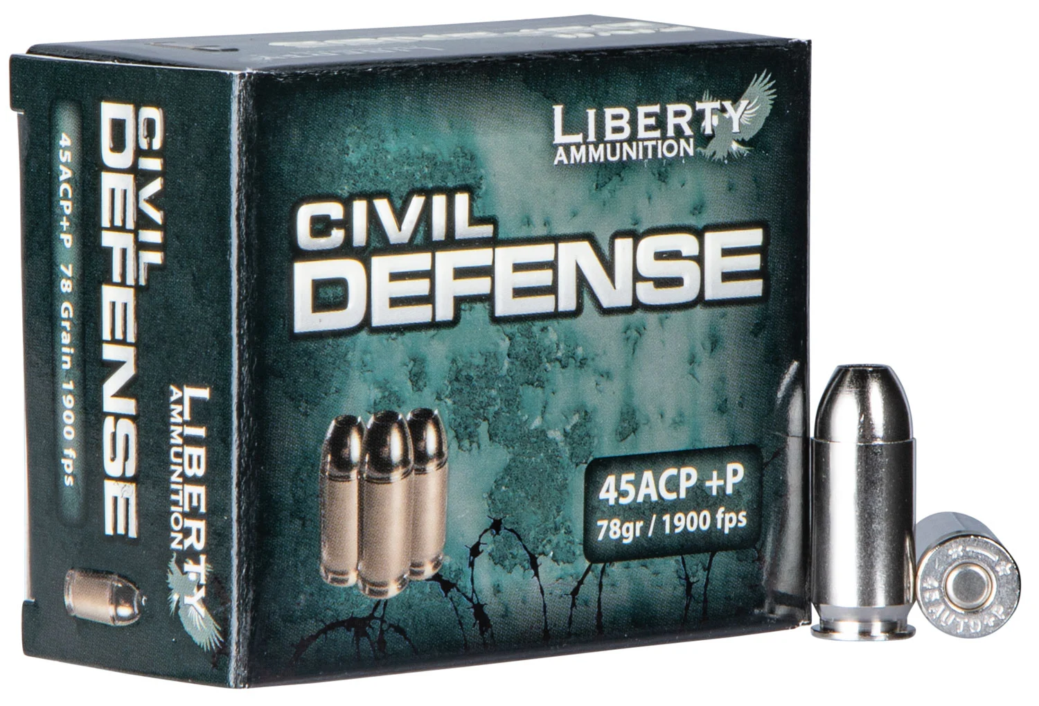 Liberty Ammunition LACD45013 Civil Defense 45ACP+P 78gr Lead Free Fragmenting Hollow Point 20 Per Box/50 Case