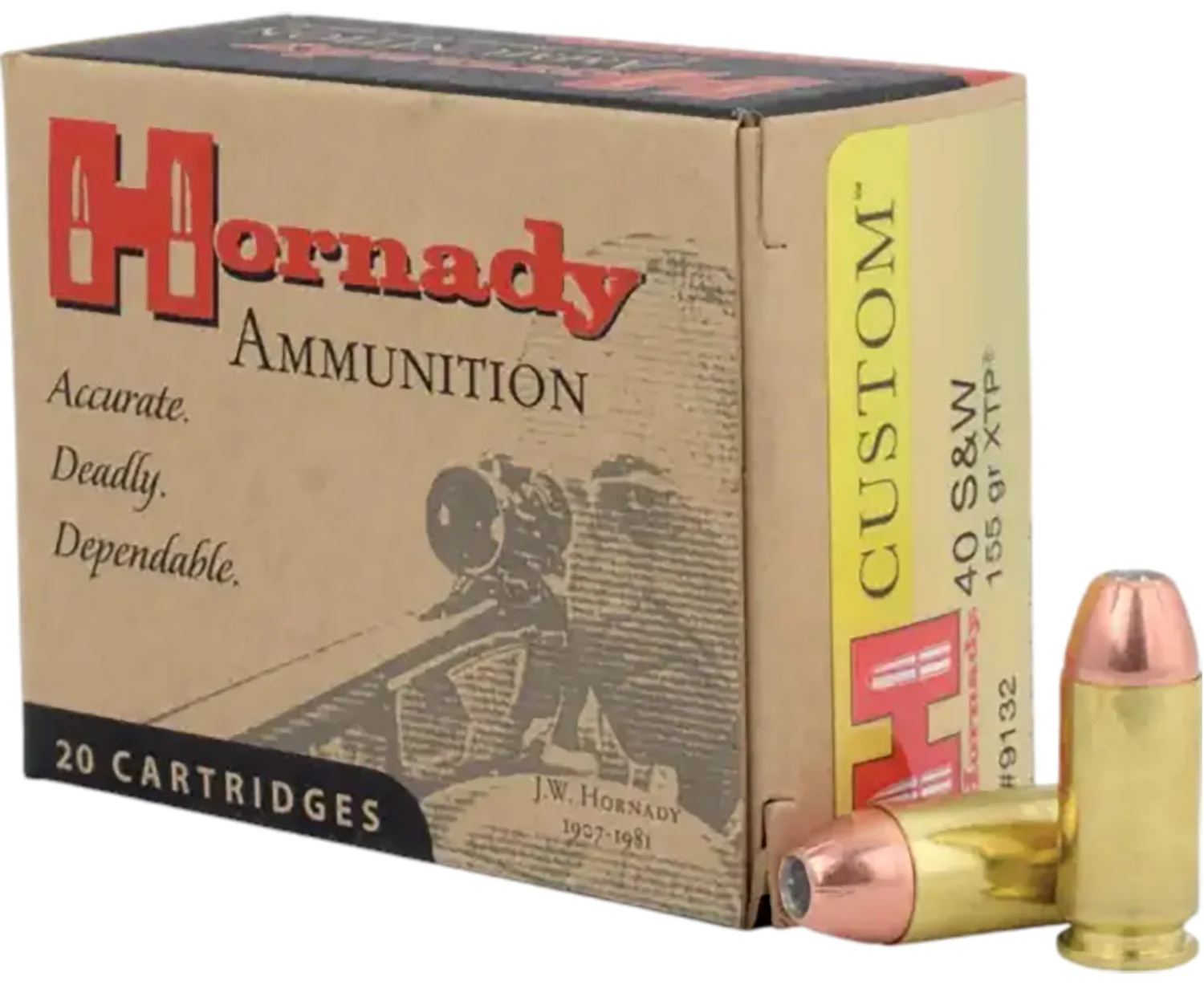 Hornady 9132 Custom 40S&W 155gr Hornady XTP Hollow Point 20 Per Box/10 Case