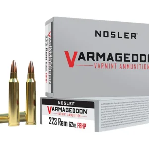 Nosler 40223 Varmageddon  223Rem 62gr Flat Base Hollow Point 20 Per Box/20 Case