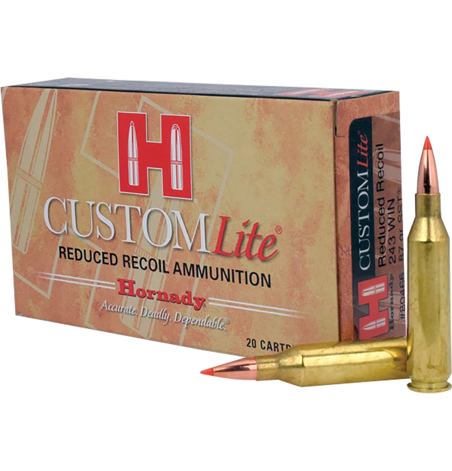 Hornady 80466 Custom Lite 243Win 87gr Super Shock Tip 20 Per Box/10 Case