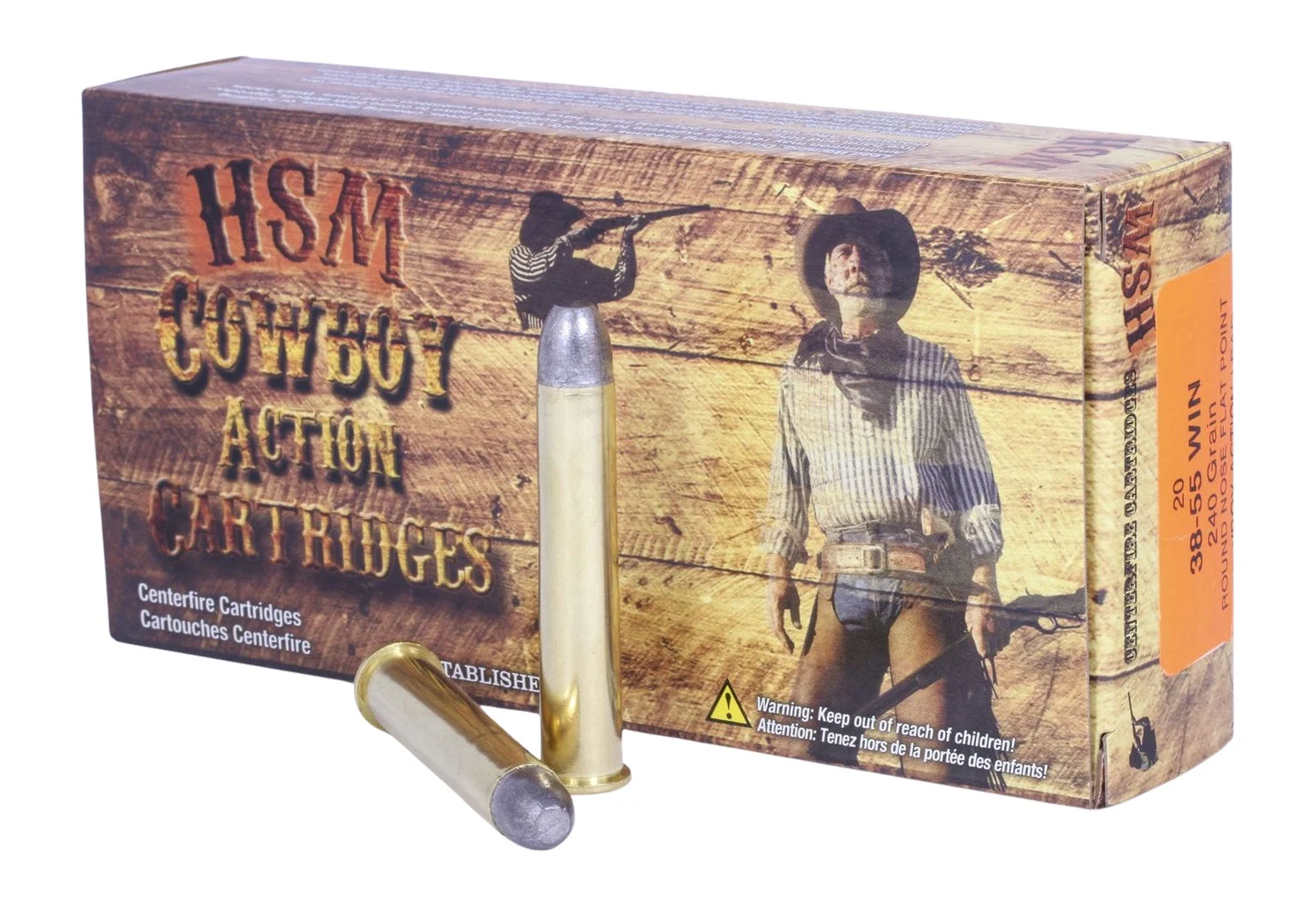 HSM 38551N Cowboy Action 38-55 Win 240 gr Round Nose Flat Point 20 Per Box/ 25 Case
