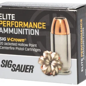 Sig Sauer E40SW120 Elite Performance 40S&W 165gr V-Crown Jacketed Hollow Point 20 Per Box/10 Case