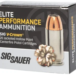 Sig Sauer E40SW220 Elite Performance 40S&W 180gr V-Crown Jacketed Hollow Point 20 Per Box/10 Case