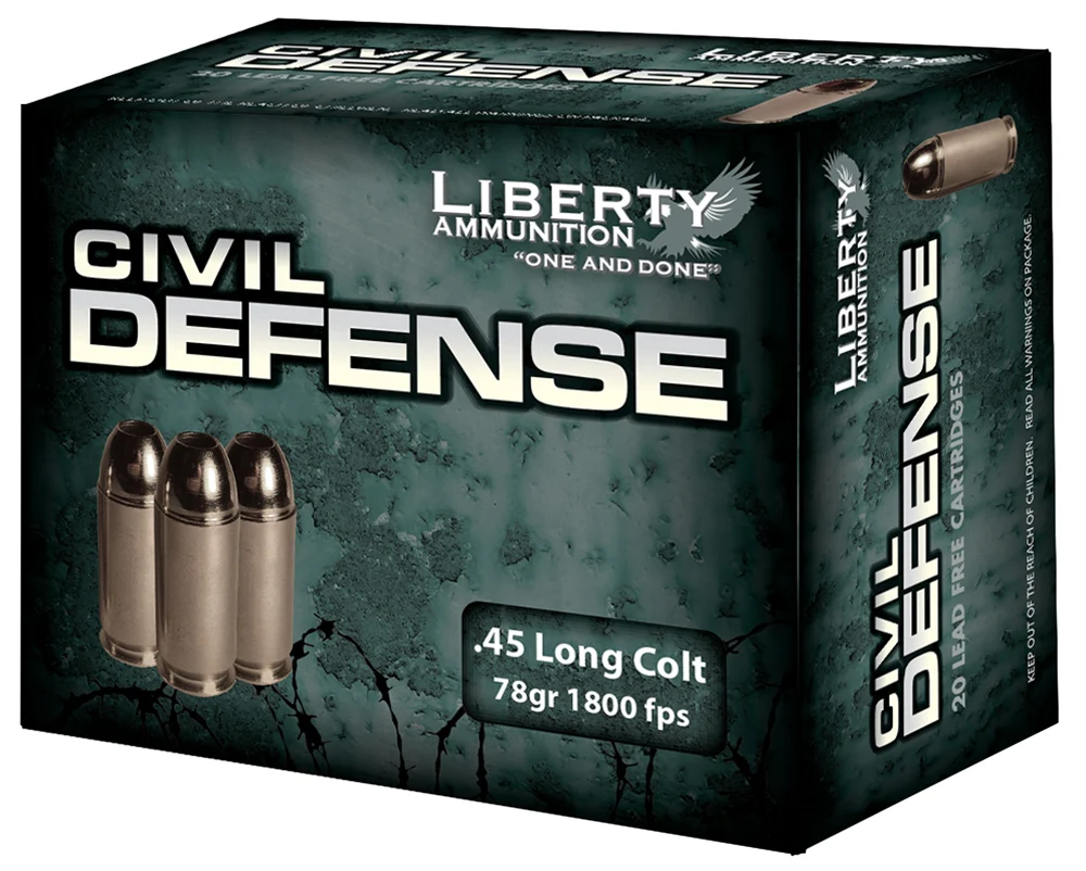 Liberty Ammunition LACD45031 Civil Defense 45Colt 78gr Lead Free Fragmenting Hollow Point 20 Per Box/50 Case