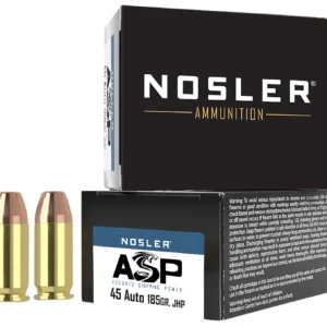 Nosler 51278 Assured Stopping Power Handgun 45ACP 185gr Jacketed Hollow Point 20 Per Box/20 Case