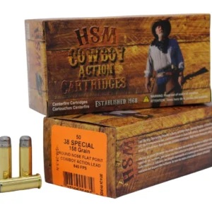 HSM 385N Cowboy Action  38 Special 158 gr Round Nose Flat Point 50 Per Box/ 10 Case