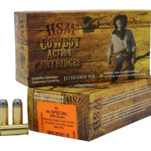 HSM 44S5N Cowboy Action  44 S&W Spl 200 gr Round Nose Flat Point 50 Per Box/ 10 Case