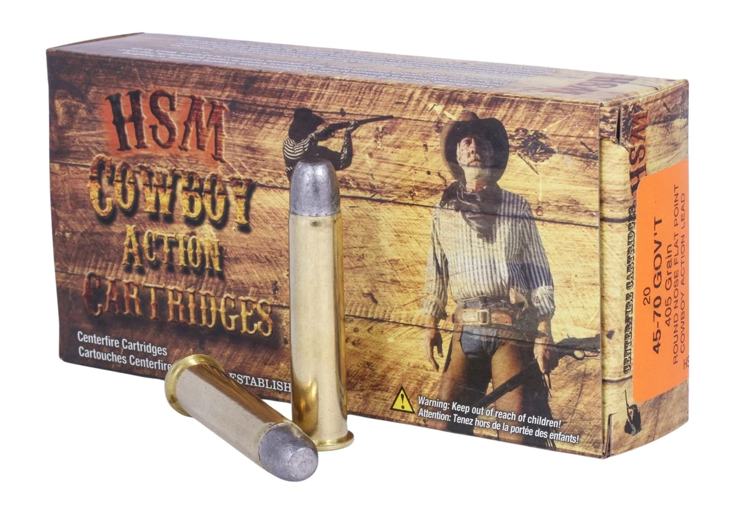 HSM 45702N Cowboy Action 45-70 Gov 405 gr Round Nose Flat Point 20 Per Box/ 25 Case