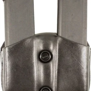 DESANTIS DOUBLE MAG POUCH OWB - LEATHER SINGLE STACK 9/40 BLK