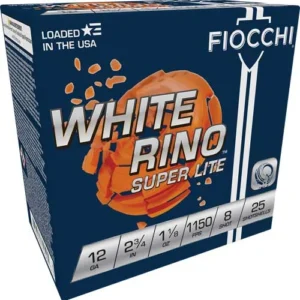 FIOCCHI WHITE RINO 12GA 2.75" - 1-1/8OZ #8 1150FPS 250RD CASE