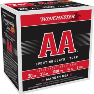 WINCHESTER AA 20GA 2.75" 7/8OZ - #8 1300FPS 250RD CASE LOT