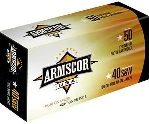 Armscor 40 S&W Ammunition FAC402N 180 Grain Full Metal Jacket 50 Rounds