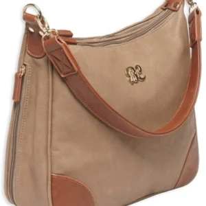 BULLDOG CONCEALED CARRY PURSE - HOBO STYLE TAUPE W/TAN TRIM