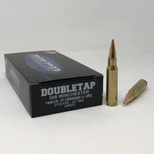 Double Tap 308 Winchester Ammunition 308W168HP 168 Grain Long Range Hollow Point Boat Tail 20 Rounds