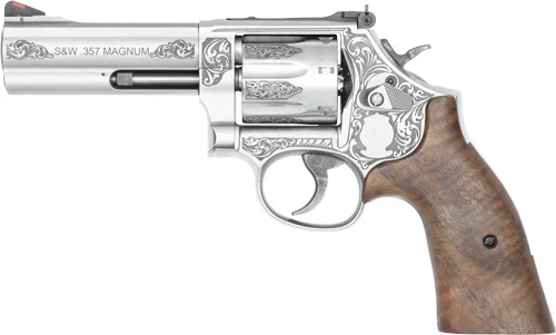 S&W 686PLUS ENGRAVED 4.13" 357 - 7-SHOT WOOD GRIPS SS - Image 2