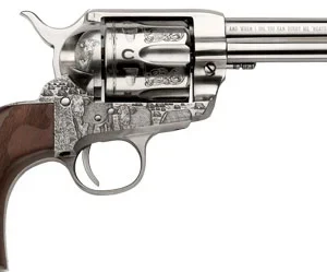 E.M.F. COWPOKE 357 MAG 4.75" - ENGRAVED NICKEL WOOD