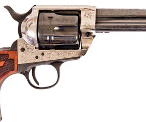 CIMARRON FRONTIER 357MAG PW FS - 4.75" ENGRAVED SILVER/BL WAL