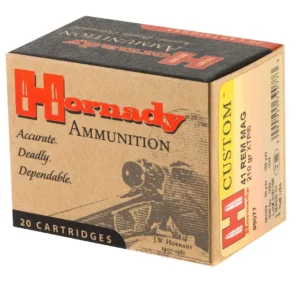 Hornady 41 Rem Magnum Ammunition Custom H9077 210 Grain Jacketed Hollow Point 20 rounds