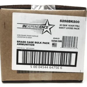 CCI 40 S&W Ammunition Independence 5258BK500 180 Grain Full Metal Jacket Loose Bulk Pack of 500 Rounds