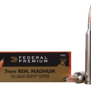 Federal 7mm Rem Mag Ammunition Vital-Shok P7RTC2 140 Grain Trophy Copper Tipped Boat Tail Lead-Free 20 rounds