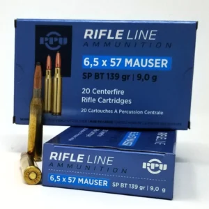 Prvi 6.5 x 57 Mauser Ammunition PP6M 139 Grain Soft Point Boat Tail 20 Rounds