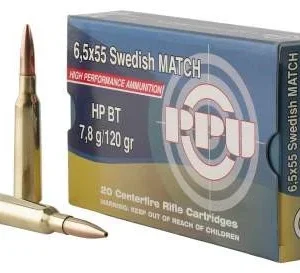 Prvi PPU 6.5x55mm Swedish Mauser Ammunition PPM6 120 Grain Match Hollow Point Boat Tail 20 Rounds