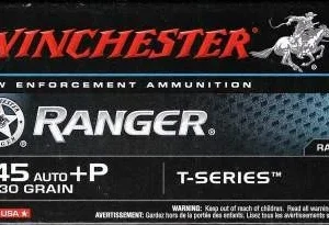 Winchester 45 Auto Ammunition +P Ranger T-Series RA45TP 230 Grain Jacketed Hollow Point 50 rounds