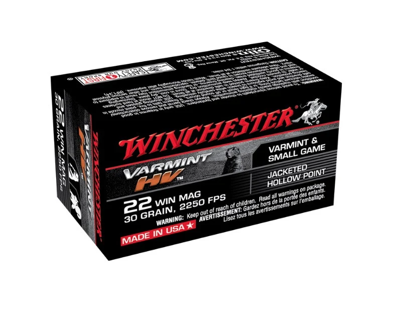 Winchester 22 WMR S22M2 Varmint HV 30 gr 2250 fps JHP 50 rounds