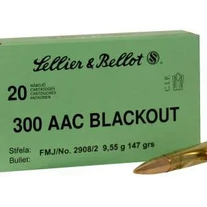 Sellier & Bellot 300 AAC Blackout Ammunition SB300BLKB 147 Grain Full Metal Jacket 20 rounds