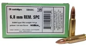 Sellier & Bellot 6.8mm Remington SPC Ammunition 110 Grain Full Metal Jacket 20 rounds