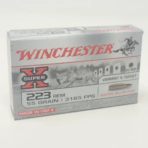 Winchester 223 Super-X Ammunition W223HP55 55 Grain Boat Tail Hollow Point 20 Rounds