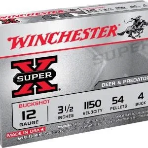 Winchester 12 Gauge Ammunition XB12L4 3-1/2" Buffered #4 Buckshot 54 Pellets 5 rounds